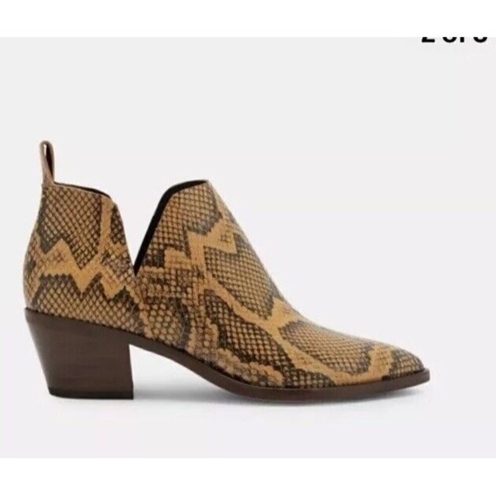 Anthropologie $160 Dolce Vita Santo II Ankle Boots Sz 9 Amber Snake Leather Shoe